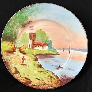 VTG 1900s Limoges  France Hand-Painted & Signed Pastoral Landscape Display pate